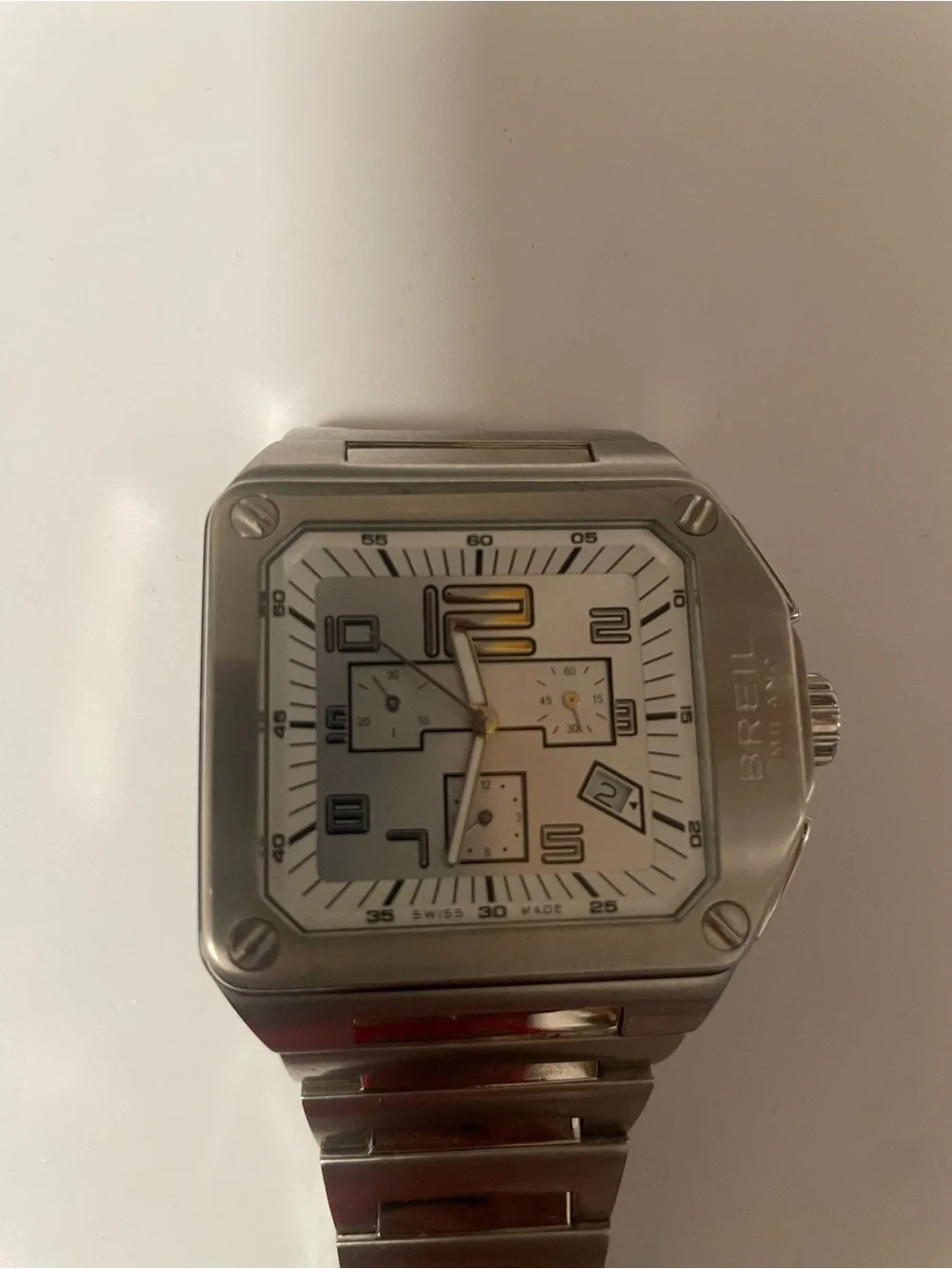 Breil Milano Stainless Steel Square Chronograph Watch - Silver